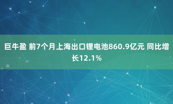 巨牛盈 前7个月上海出口锂电池860.9亿元 同比增长12.1%